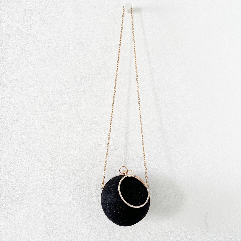 Black Circle Sequin Evening Bag